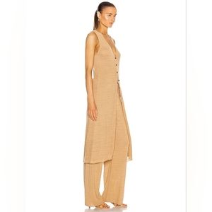 Cult Gaia Linen Blend Sheer Nude Midi Dress